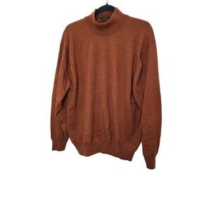 Jos. A. Bank Signature Men's XXL Turtleneck Sweater 100% Merino Wool Rust Brown